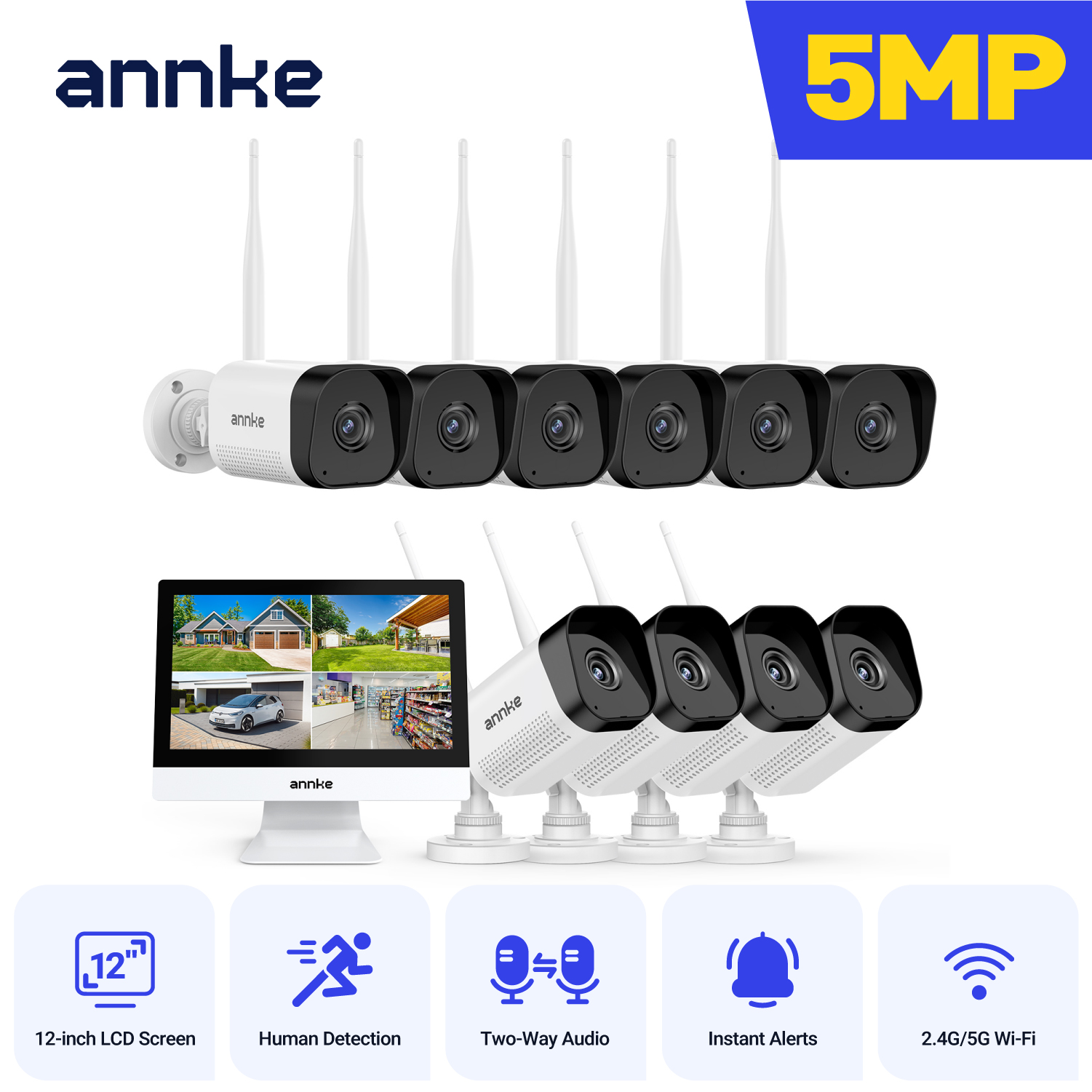 Home Security Outdoor Cameras - ANNKE 5MP Wireless Security Cameras Kit