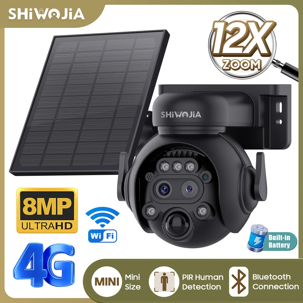 Home Security Outdoor Cameras - SHIWOJIA 12X Zoom 4G LTE Solar