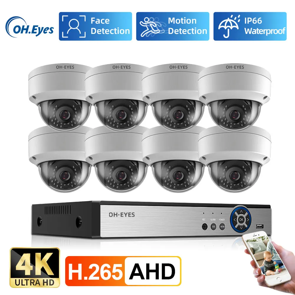 Home Security Outdoor Cameras - Home Security 8MP H.265+ 4CH 4K