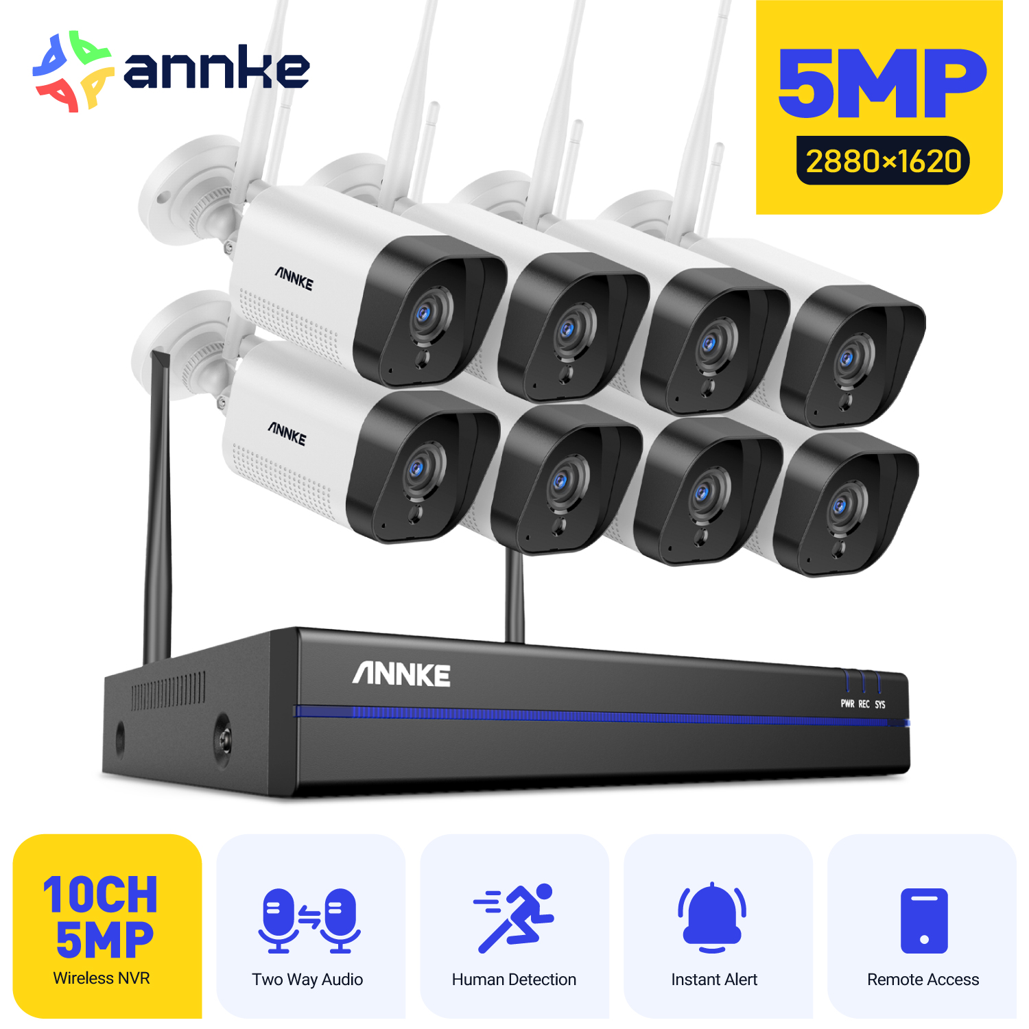 Home Security Outdoor Cameras - ANNKE 5MP WiFi CCTV System 16CH