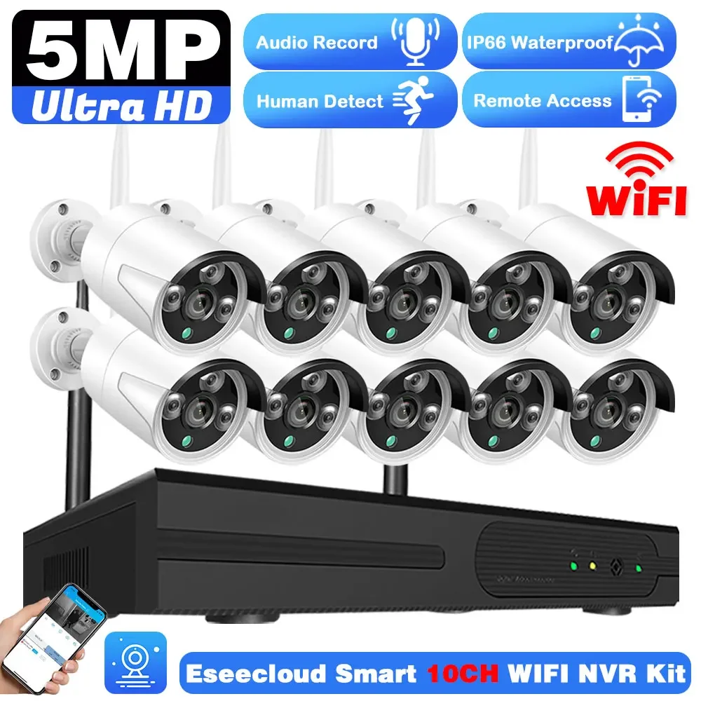 Home Security Outdoor Cameras - 5MP HD Video WIFI Surveillance CCTV